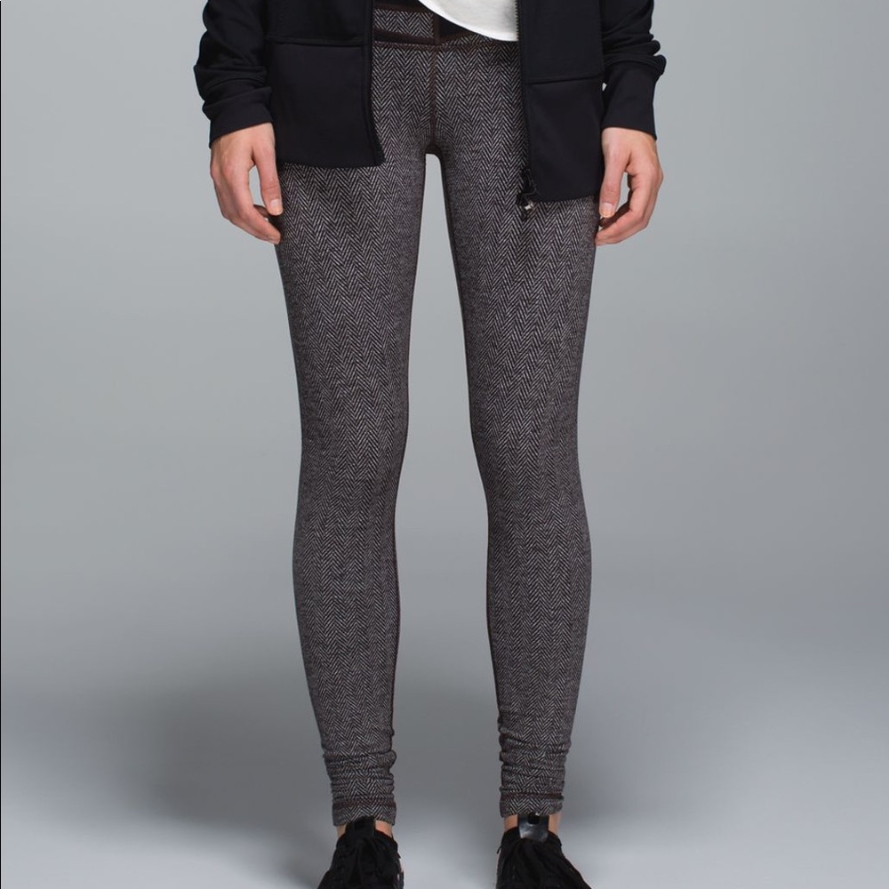 Black/Brown Wunder Under Herringbone Quilt Lululemon Leggings